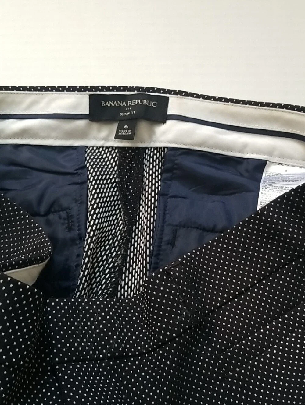 Banana Republic Men’s Black Pants with White Microdot Pattern